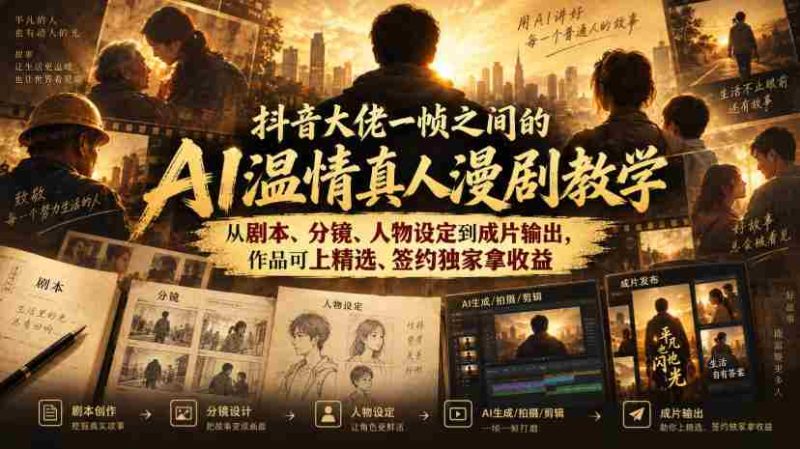 揭秘抖音神作:AI助力真人动画制作全过程,剧本到成品,轻松签约收益!-湘创网