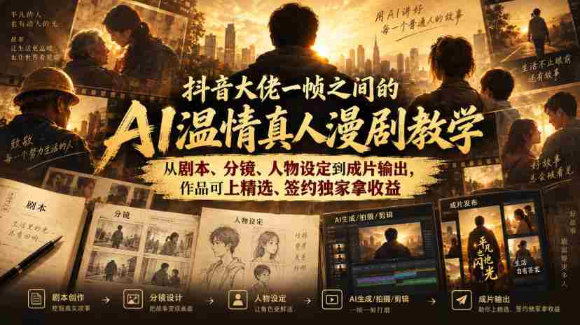 揭秘抖音神作：AI助力真人动画制作全过程，剧本到成品，轻松签约收益！-湘创网
