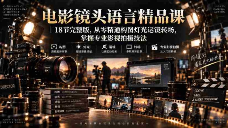 电影镜头语言精品课|18节完整版,从零精通构图灯光运镜转场,掌握专业影视拍摄技法-湘创网