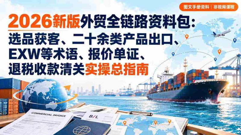 2026全新外贸攻略宝典:从选品到清关,涵盖多品类出口、关键术语解析、报价与单证处理、退税与收款全流程实操手册-湘创网