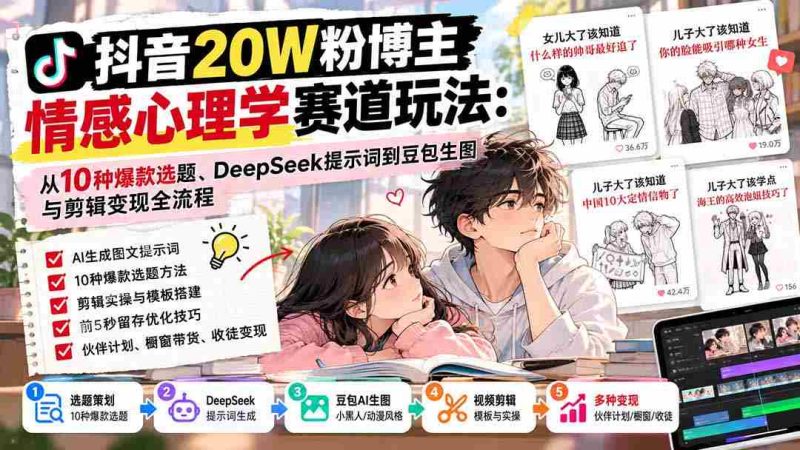 揭秘抖音20万粉丝大V的情感心理领域攻略：精选10大热门选题，深度解析DeepSeek关键词，豆包生图与剪辑技巧，全方位变现攻略一网打尽-湘创网