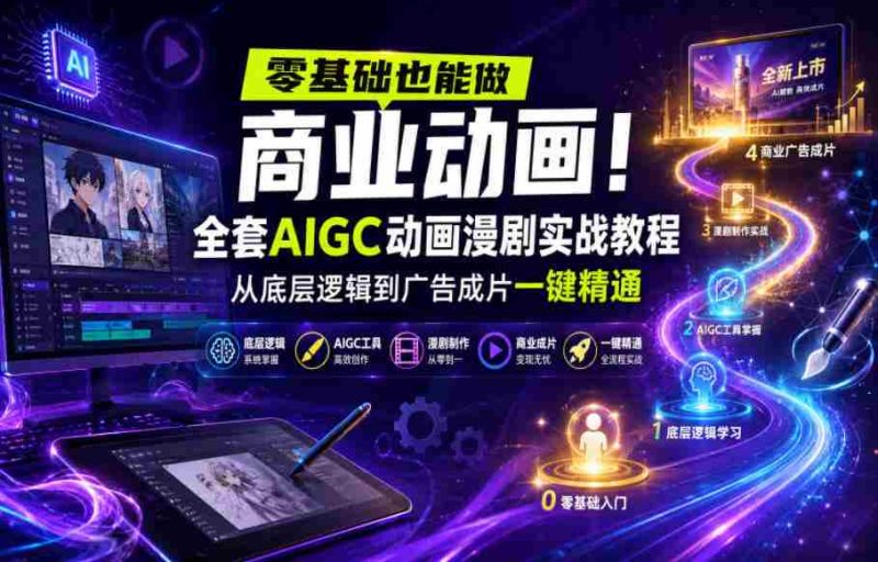 零基础也能做商业动画!全套AIGC动画漫剧实战教程,从底层逻辑到广告成片一键精通(更新0905)-湘创网