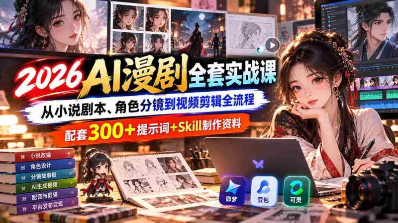 2026年AI动画剧集制作大揭秘:涵盖从小说改编、角色设计与镜头调度至视频剪辑的全过程指南,附赠300余个关键词与Skill制作资源礼包-湘创网