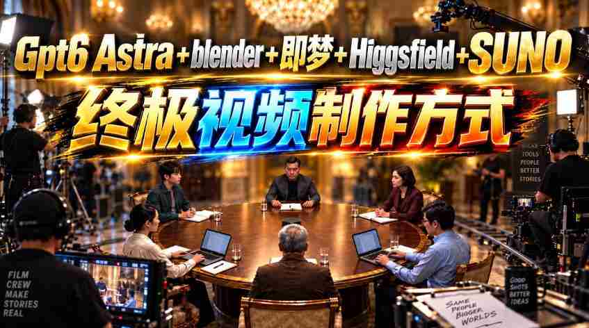 GPT-6 Astra+Blender+即梦+Higgsfield+Suno=终极视频制作方式!