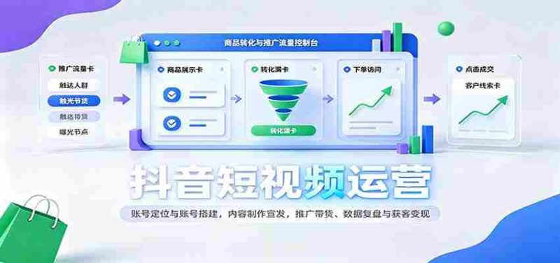 揭秘抖音运营之道：精准定位搭建账号，创意内容制作与推广，带货技巧解析及数据复盘变现攻略-湘创网