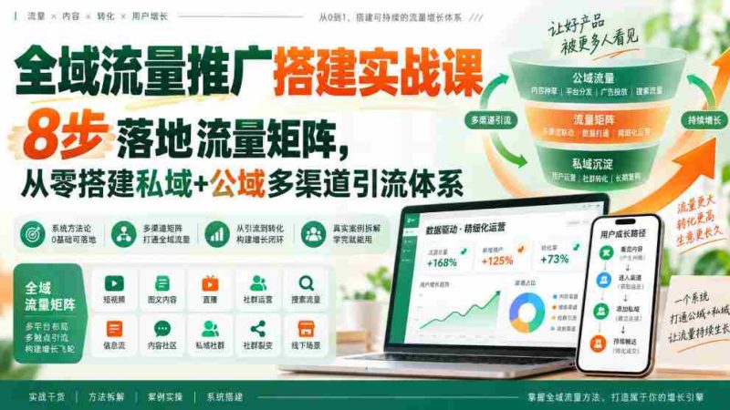 打造全域流量矩阵实战指南：八步打造私域与公域引流体系-湘创网