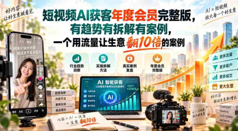 揭秘短视频AI引流秘籍：年度会员全攻略，趋势解析+实战拆解，教你流量变现，生意增长十倍实操案例！-湘创网