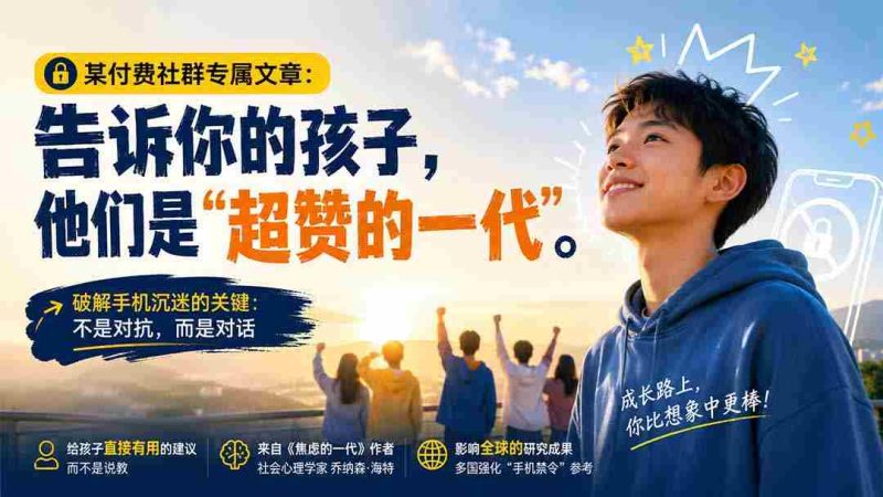 (20222期)某付费社群专属文章:告诉你的孩子,他们是“超赞的一代”。-湘创网