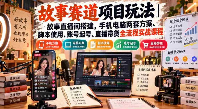 探索故事直播奥秘：全方位实战指南，手机电脑双管齐下，揭秘脚本技巧与账号运营，一网打尽直播带货全链路策略-湘创网