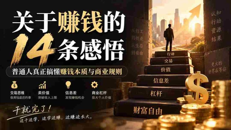 付费文章：关于賺钱的14条感悟关于赚钱的14条感悟：普通人真正搞懂赚钱本质与商业规则-湘创网