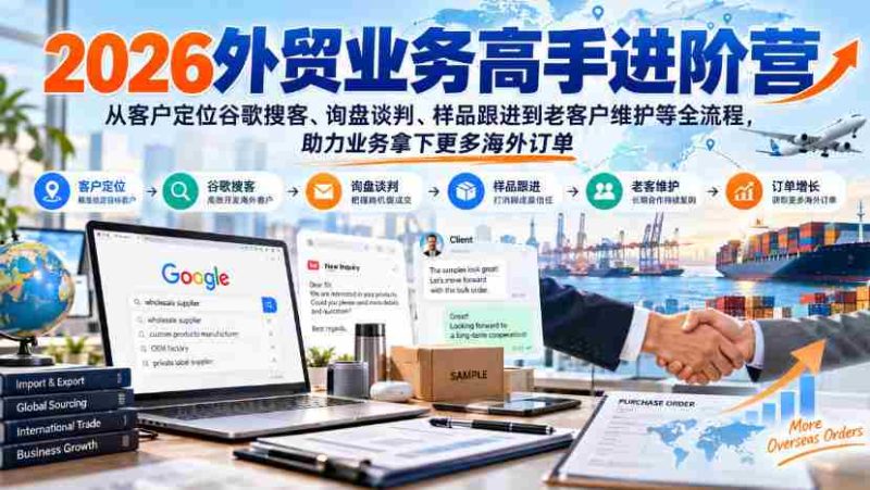 2026外贸精英提升班:掌握谷歌客户搜寻、询盘沟通、样品追踪至老客维护全技能,助你海外订单滚滚来-湘创网