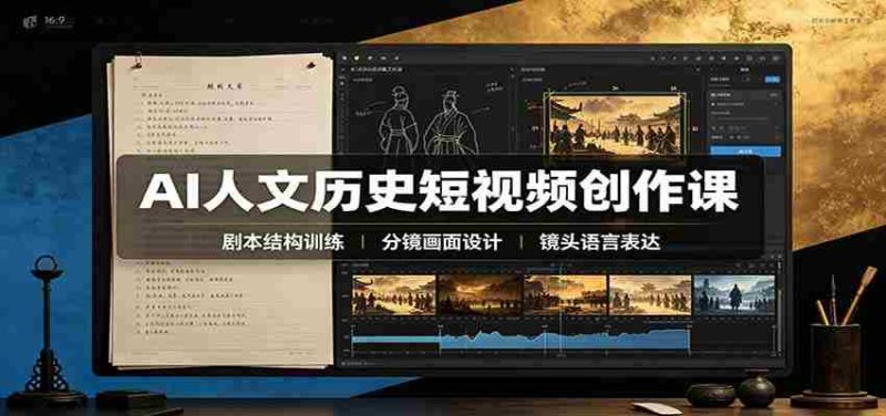 AI人文历史短视频创作课：赛道对标、剧本分镜制图，掌握视频完整产出流程-湘创网