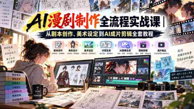 AI漫剧制作全流程实战课｜从剧本创作、美术设定到AI成片剪辑全套教程​-湘创网