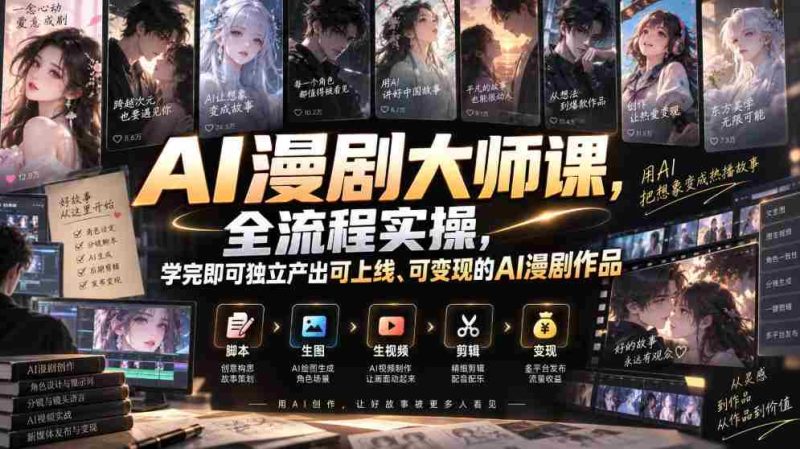 AI漫剧大师课,全流程实操,学完即可独立产出可上线、可变现的AI漫剧作品-湘创网
