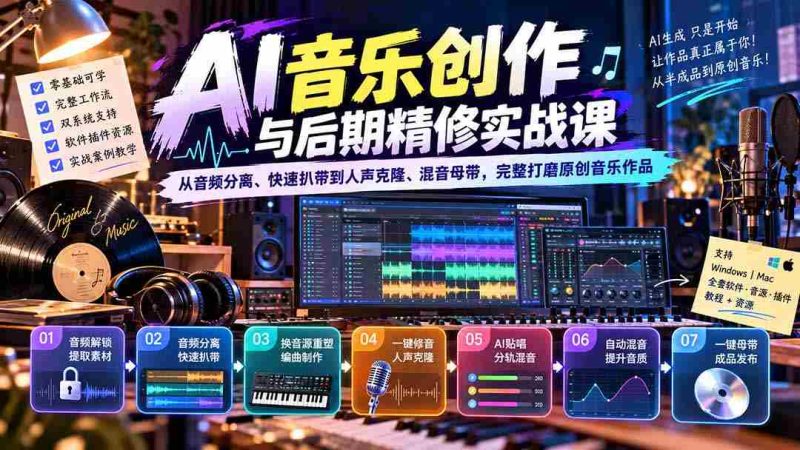 探索AI音乐创作技巧：音频处理、扒带速成、人声复制与母带混音，全方位打造独树一帜的原创乐章-湘创网