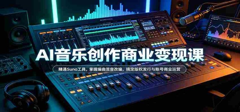 解码AI音乐创作财富密码:Suno工具精通,编曲混音技艺升级,轻松驾驭版权发行与社交媒体商业攻略-湘创网