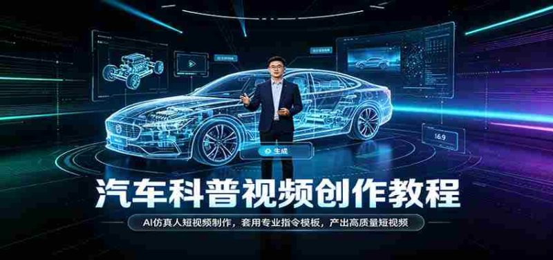 汽车科普视频创作教程：AI仿真人短视频制作，套用专业指令模板，产出高质量短视频-湘创网