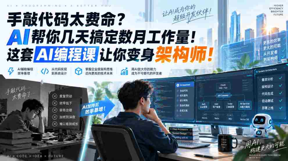 手敲代码太费命?AI帮你几天搞定数月工作量!这套AI编程课让你变身架构师!【原创双语字幕】