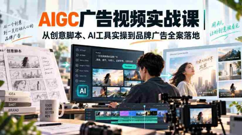 AIGC广告视频实战课|从创意脚本、AI工具实操到品牌广告全案落地-湘创网