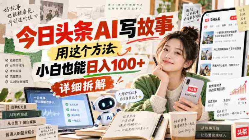 今日头条AI写故事,用这个方法,小白也能日入100+,详细拆解-湘创网