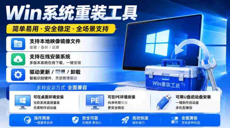 Win系统重装工具,支持本地映像镜像文件安装备份,简单易用-安全稳定-全场景支持-湘创网