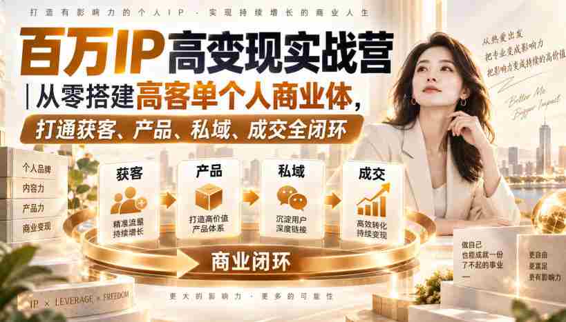 百万IP高变现实战营｜从零搭建高客单个人商业体，打通获客、产品、私域、成交全闭环​-湘创网