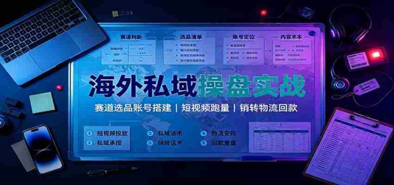 海外私域操盘实战:赛道选品账号搭建,短视频跑量,销转物流回款-湘创网