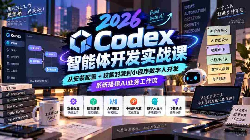 2026年Codex智能体实战教程:从安装与配置到技能封装及小程序数字人打造,全面构建AI业务流程系统-湘创网