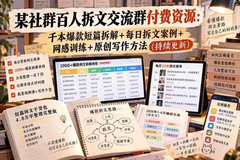独家社群:千人互动拆文大家庭,解锁千篇爆款短文秘籍,日日案例分享,强化网感,掌握原创写作技巧(不断升级)-湘创网
