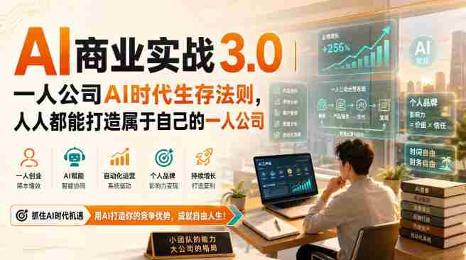 AI商业实战3.0|一人公司AI时代生存法则,人人都能打造属于自己的一人公司-湘创网
