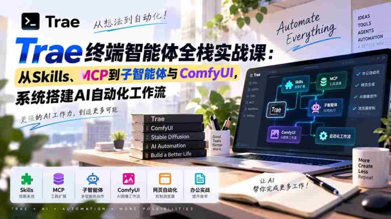 Trae终端智能体全栈实战课:从Skills、MCP到子智能体与ComfyUI,系统搭建AI自动化工作流-湘创网