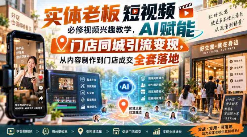 实体老板短视频必修视频兴趣教学，AI赋能门店同城引流变现，AI+短视频+直播打爆实体客流量-湘创网
