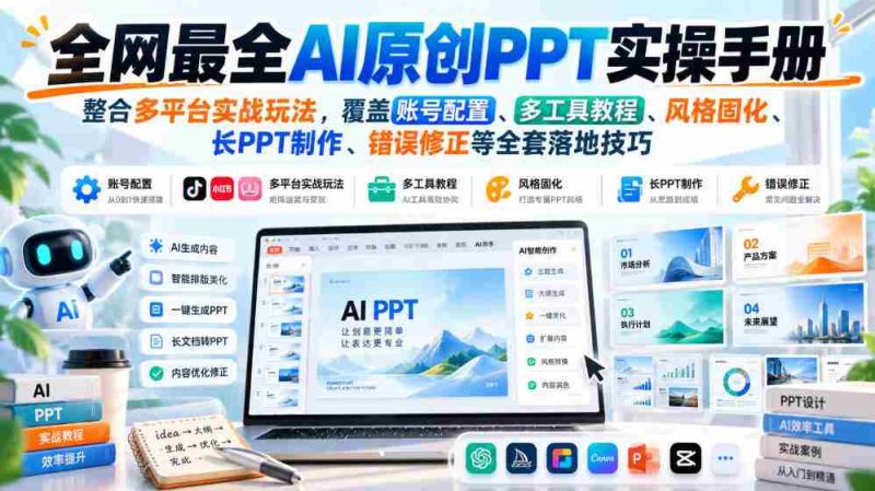 AI创意PPT制作大全：囊括各大平台实战攻略，揭秘账号设置、多工具运用、风格塑造、长PPT制作与故障排除等实用技巧-湘创网