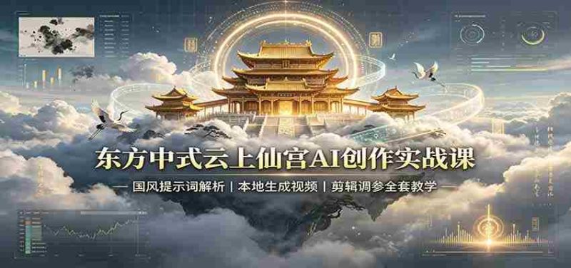 东方中式云上仙宫AI创作实战课：国风提示词解析，本地生成视频，剪辑调参全套教学-湘创网