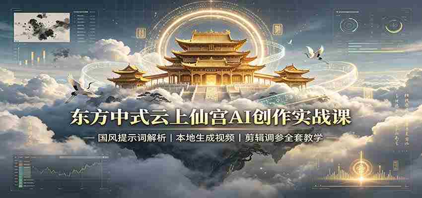 东方中式云上仙宫AI创作实战课：国风提示词解析，本地生成视频，剪辑调参全套教学-湘创网