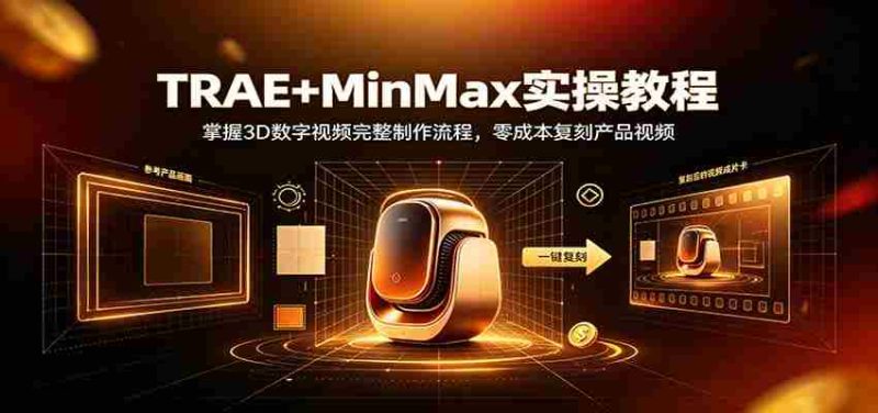 TRAE+MinMax实操教程：3D数字视频完整制作流程，零成本复刻产品视频-湘创网