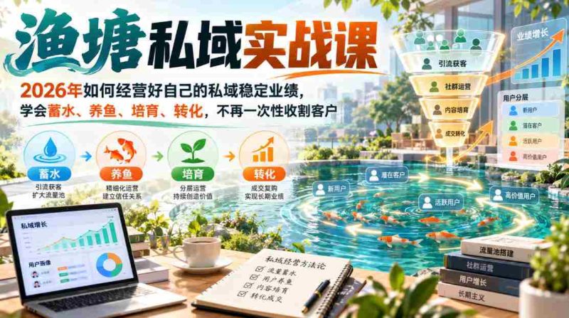 2026年渔塘私域经营秘籍：构建稳定业绩，掌握蓄水养鱼之道，告别客户一次性消费-湘创网