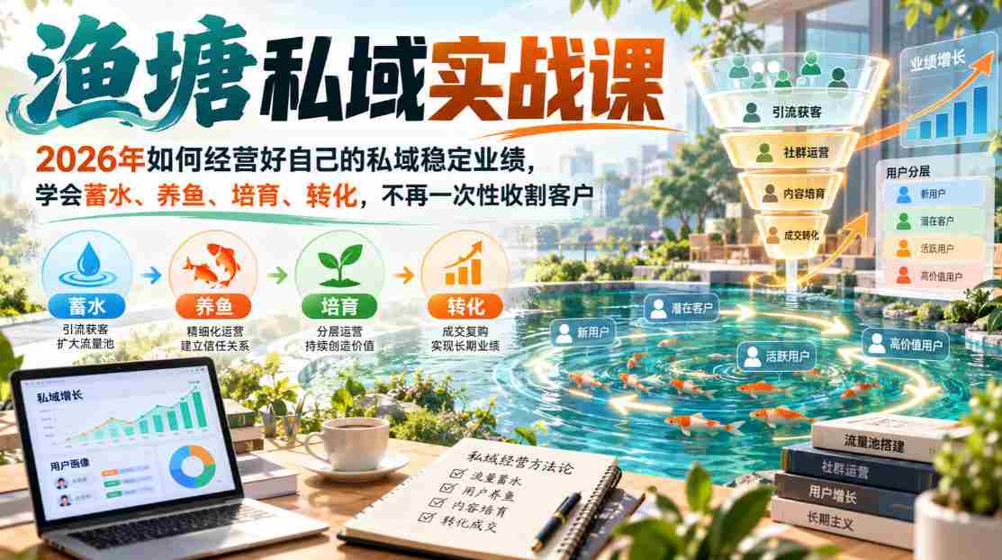 2026年渔塘私域经营秘籍：构建稳定业绩，掌握蓄水养鱼之道，告别客户一次性消费-湘创网