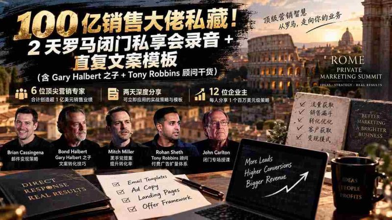 独家揭秘:千亿销售额巨头珍藏版!罗马闭门会两天精华录音+高转化文案秘籍【双语字幕版-湘创网