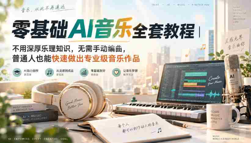 零基础AI音乐全套教程｜不用深厚乐理知识，无需手动编曲，普通人也能快速做出专业级音乐作品-湘创网
