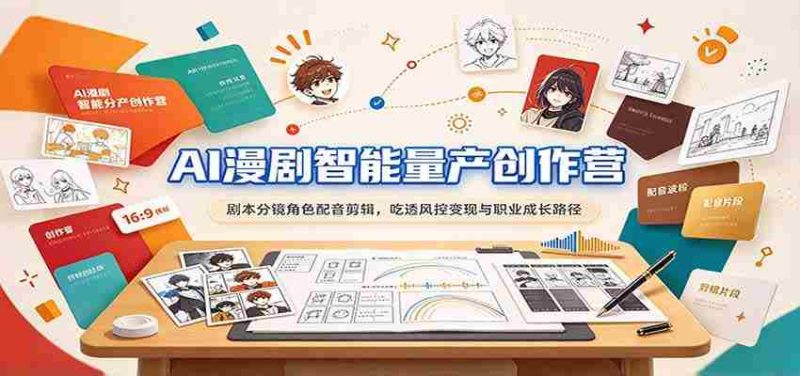 AI驱动漫剧制作大师班:剧本编写、分镜设计、角色配音、剪辑技巧,全面解析风险控制、盈利模式与职业发展之道-湘创网