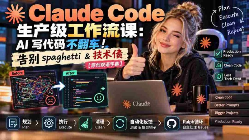 AI编程无故障指南:Claude Code打造高效工作流,告别乱麻代码与技术债务【独家中英字幕-湘创网
