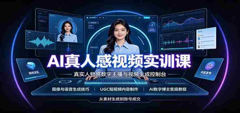 AI真人感视频实训课:图像语音生成,UGC内容制作,AI数字博主变现教程-湘创网