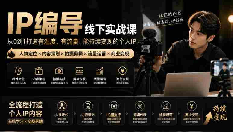 零水印攻略】IP导演实战训练营：从角色塑造至短视频制作，一站式打造温暖流量IP，轻松实现盈利变现-湘创网