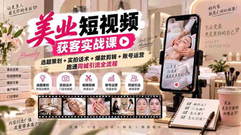 短视频美业吸粉攻略:揭秘无水印内容制作,从选题到运营,一站式掌握同城引流技巧-湘创网
