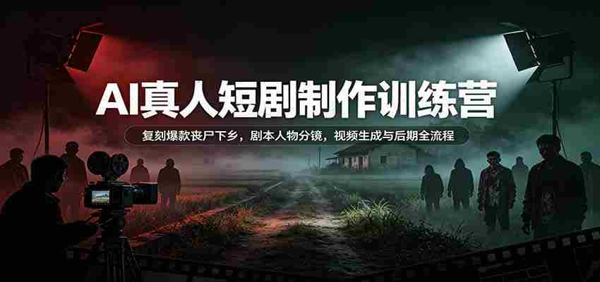 AI真人短剧制作训练营：复刻爆款丧尸下乡，剧本人物分镜，视频生成与后期全流程-湘创网