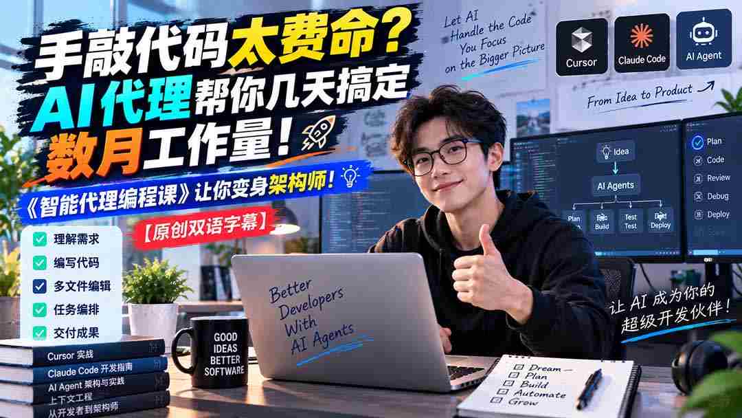 （20286期）手敲代码太费命？AI 代理帮你几天搞定数月工作量！《智能代理编程课》让你变身架构师-湘创网