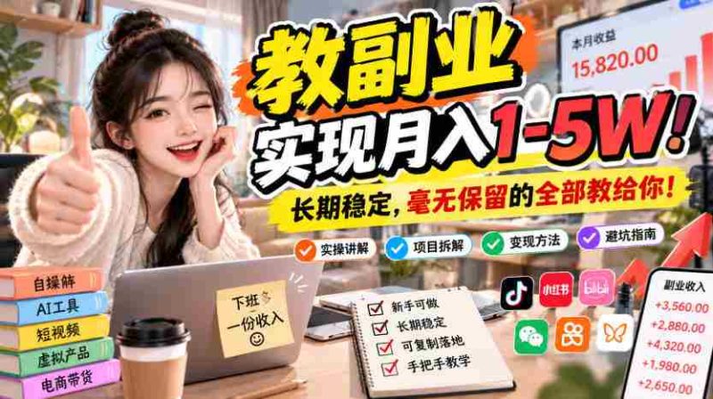 揭秘:掌握“副业教学”秘籍,轻松月入万元!稳定收入,倾囊相授,尽在其中!-湘创网