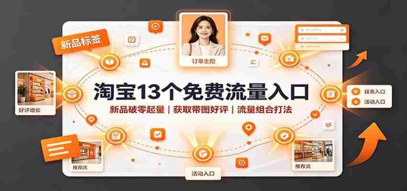 淘宝13个免费流量入口:新品破零起量,获取带图好评,流量组合打法-湘创网