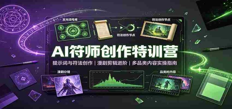 AI符师创作特训营:提示词与符法创作,漫剧剪辑进阶,多品类内容实操指南-湘创网